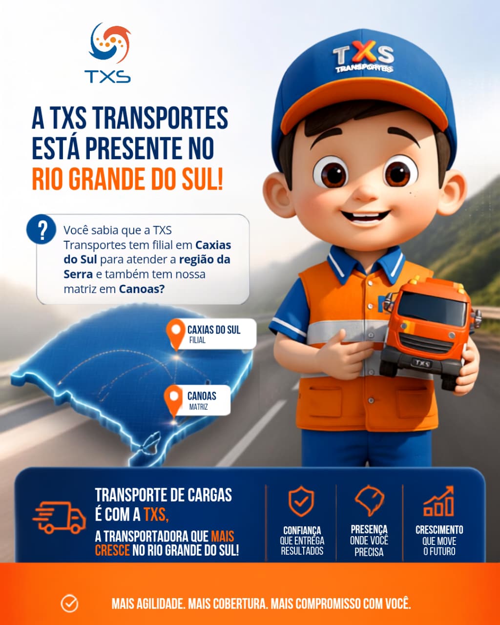 TXS Transportes está presente no Rio Grande do Sul, com matriz em Canoas e unidade em Caxias do Sul